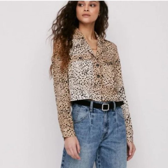 pistola Tops - pistola kaine cropped military shirt wild spots